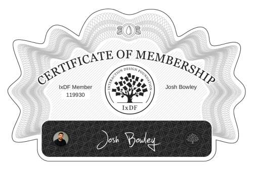 Certificate of Membership – Josh Bowley