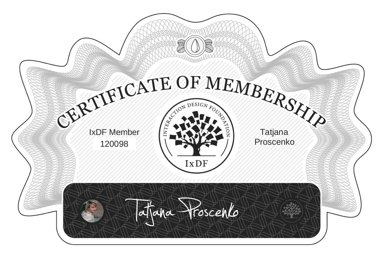 Certificate of Membership – Tatjana Proscenko