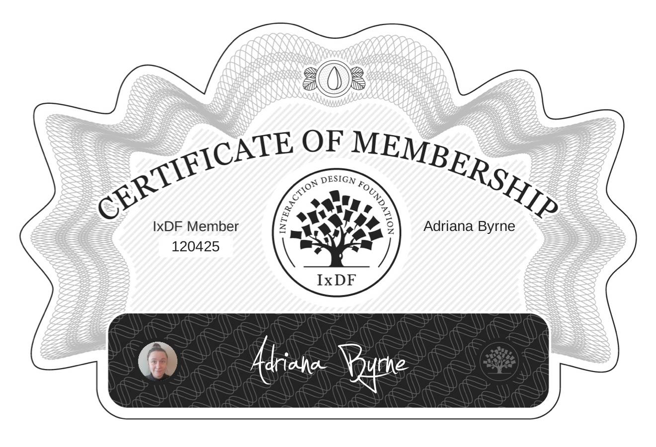 Certificate of Membership – Adriana Byrne