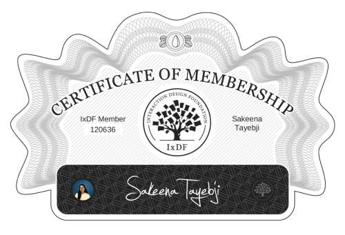 Certificate of Membership – Sakeena Tayebji