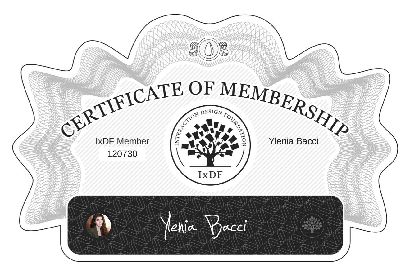Certificate of Membership – Ylenia Bacci