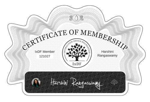 Certificate of Membership – Harshini Rangaswamy