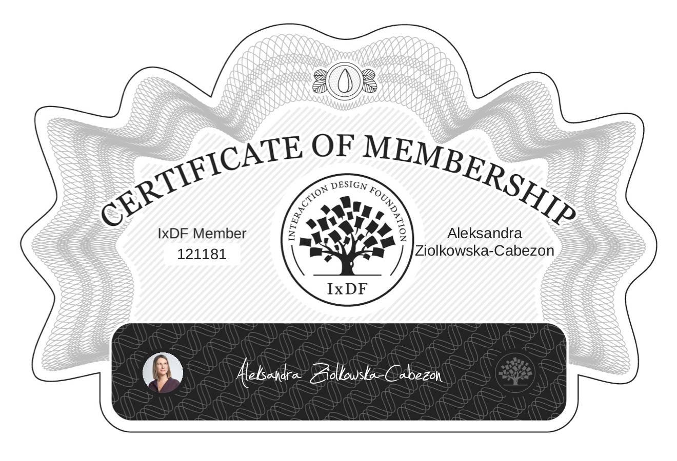 Certificate of Membership – Aleksandra Ziółkowska-Cabezón