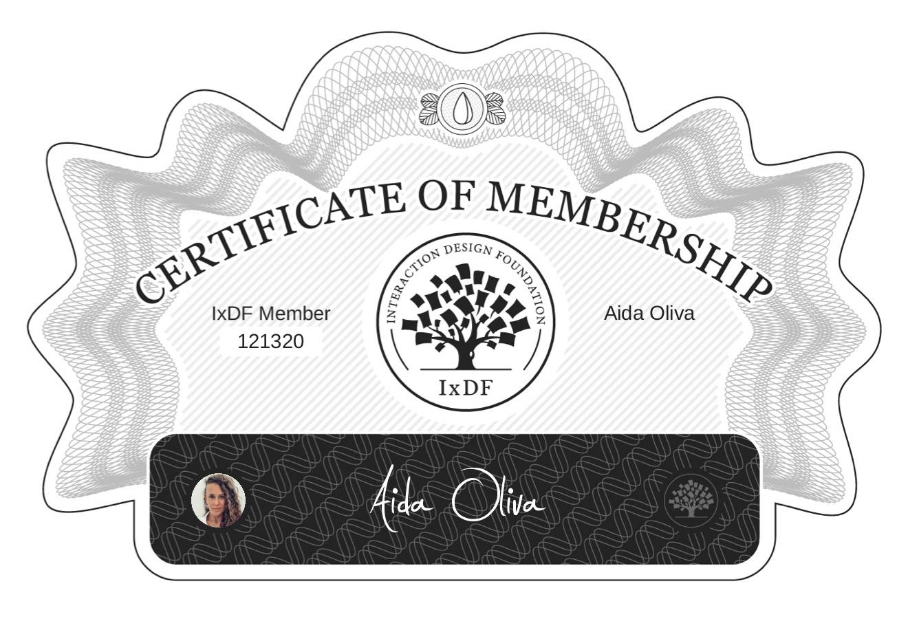 Certificate of Membership – Aida Oliva