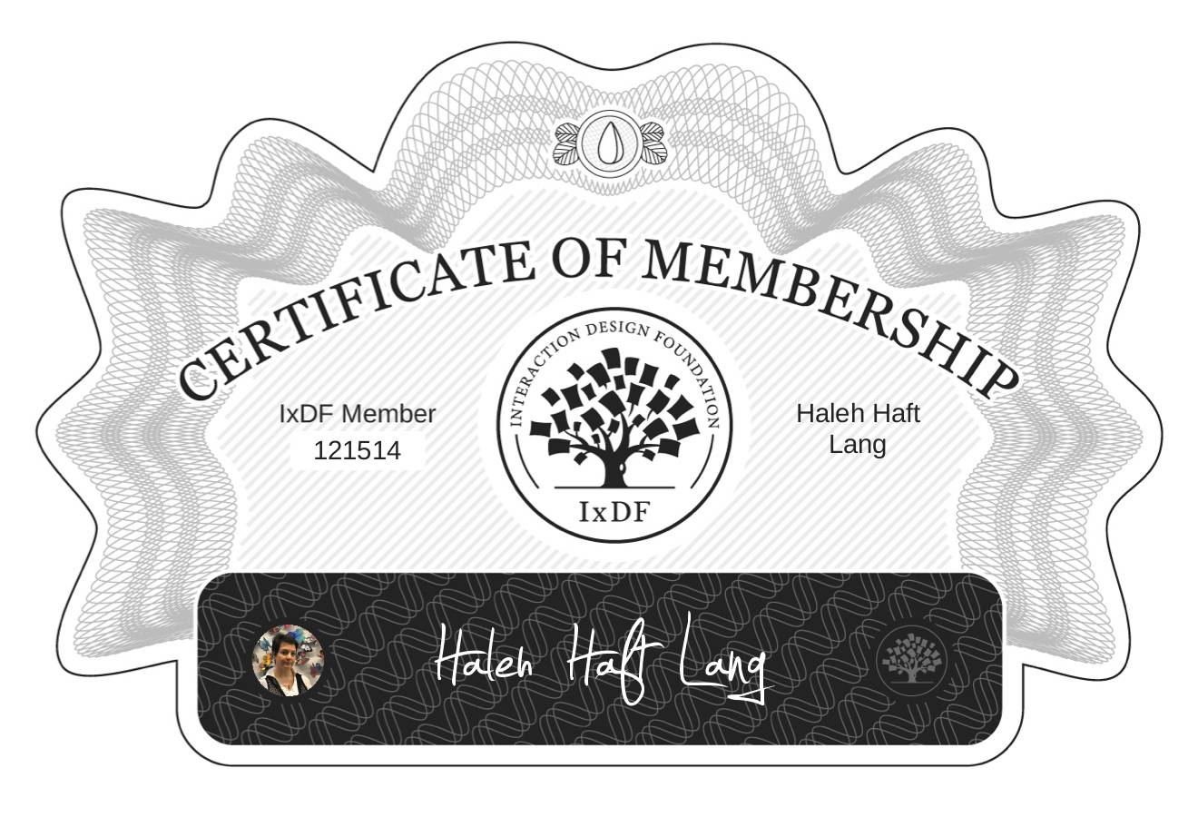 Certificate of Membership – Haleh Haft Lang
