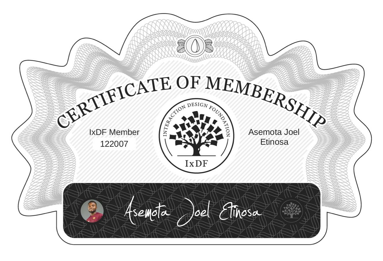 Certificate of Membership – Asemota Joel Etinosa
