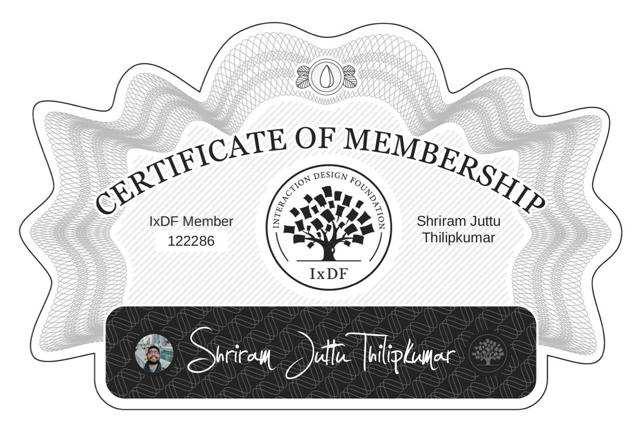 Certificate of Membership – Shriram Juttu Thilipkumar