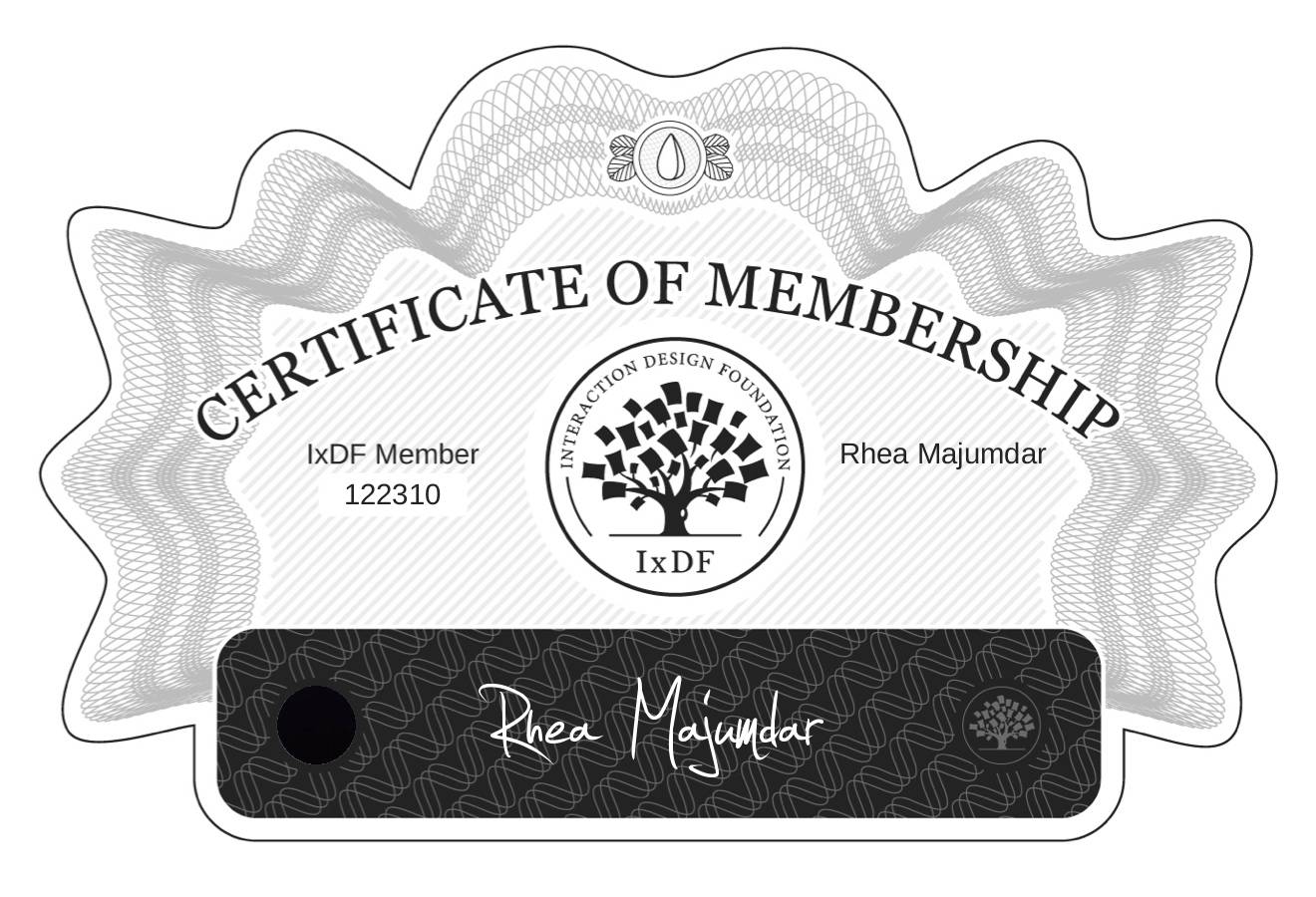 Certificate of Membership – Rhea Majumdar