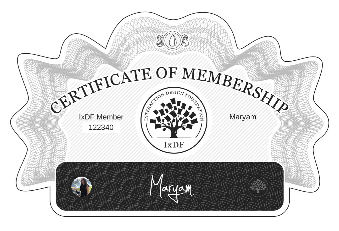 Certificate of Membership – Maryam