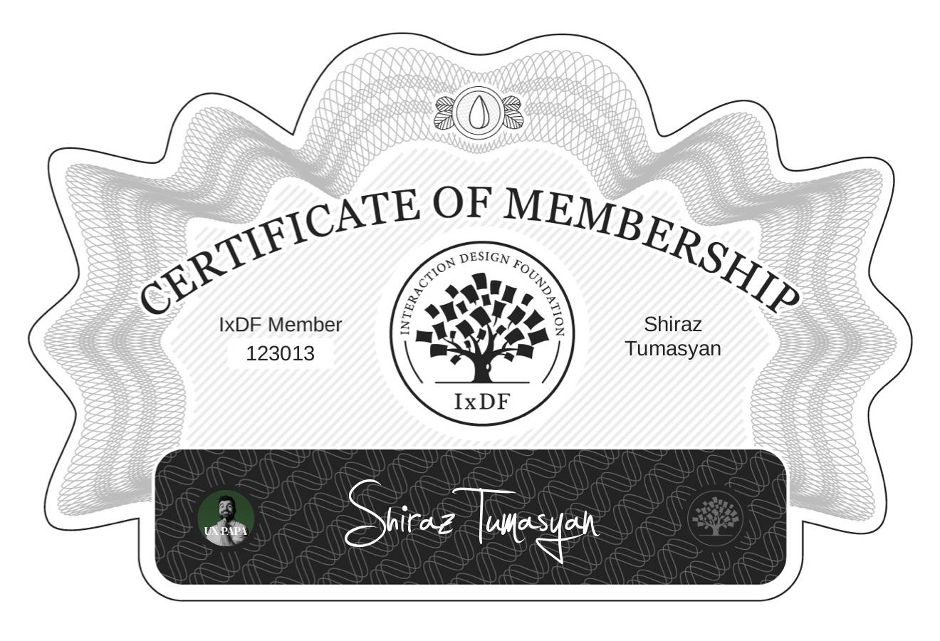 Certificate of Membership – Shiraz Tumasyan