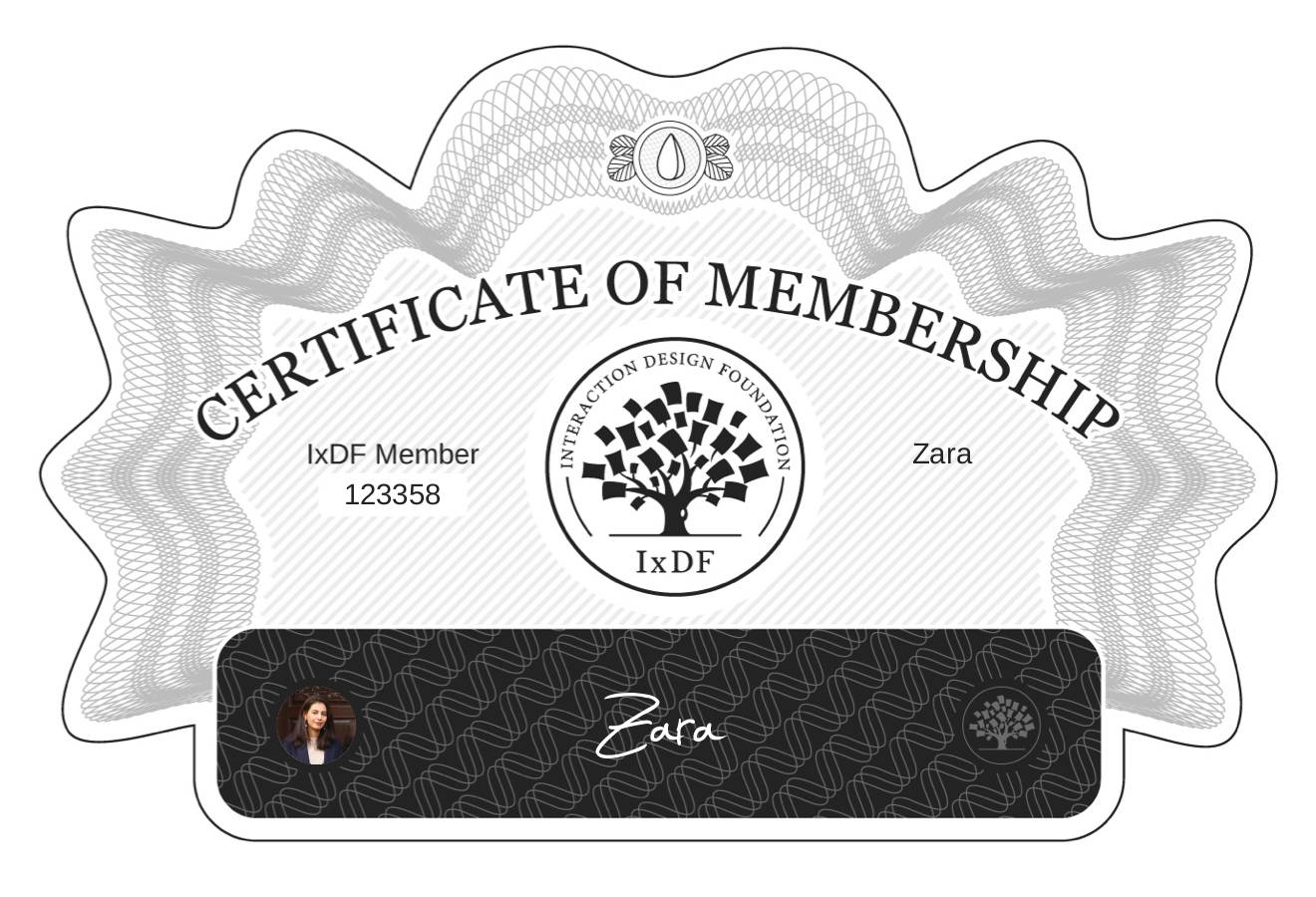 Certificate of Membership – Zara