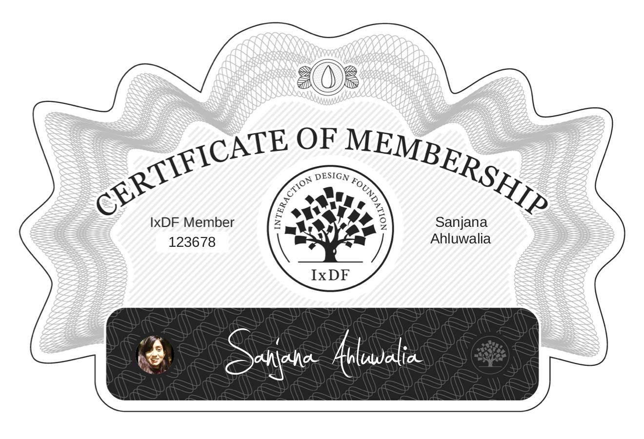 Certificate of Membership – Sanjana Ahluwalia