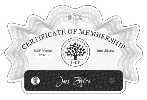 Certificate of Membership – Jens Zijlstra