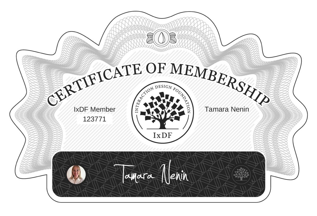 Certificate of Membership – Tamara Nenin