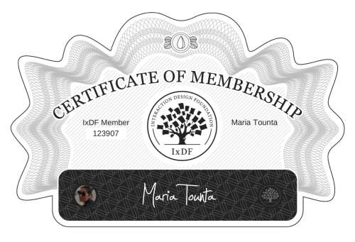 Certificate of Membership – Maria Tounta