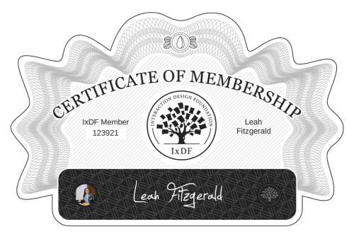 Certificate of Membership – Leah Fitzgerald