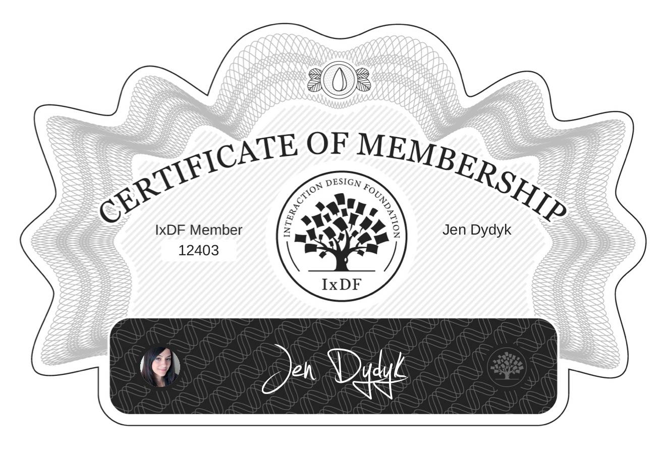 Certificate of Membership – Jen Dydyk