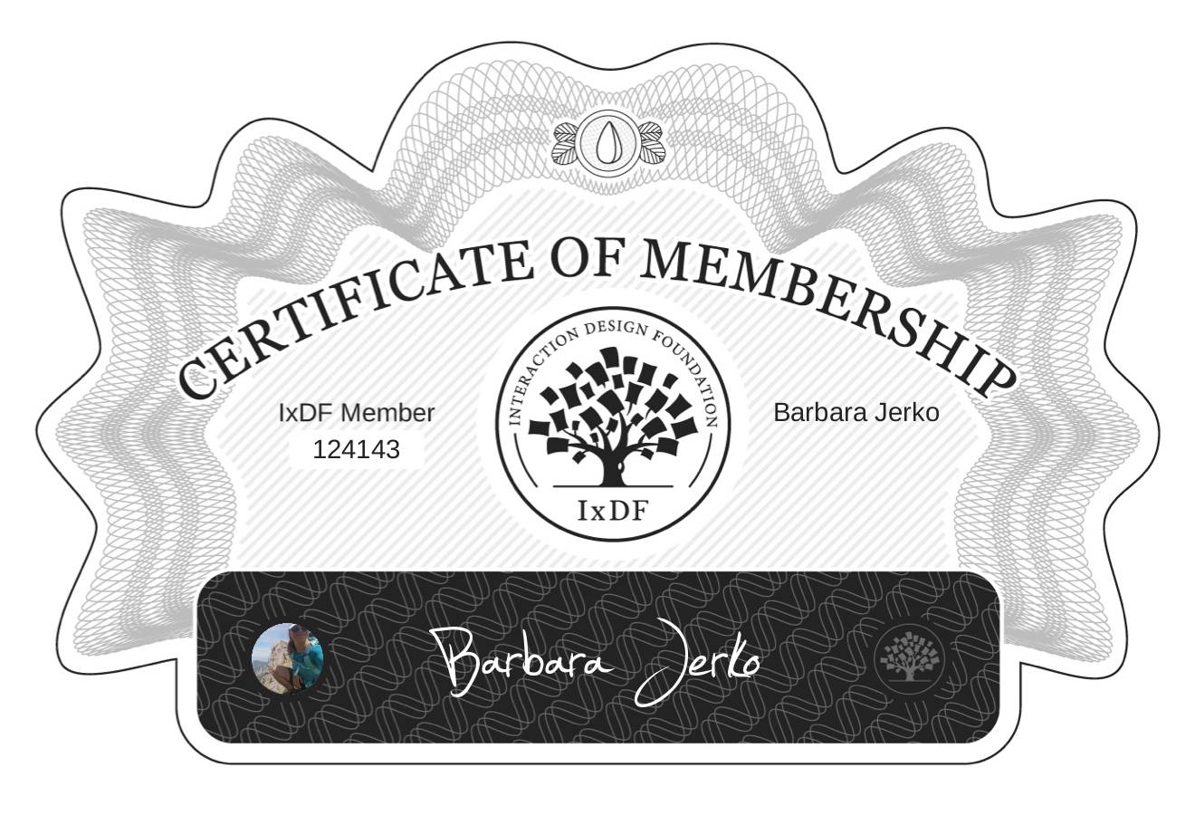 Certificate of Membership – Barbara Jerko