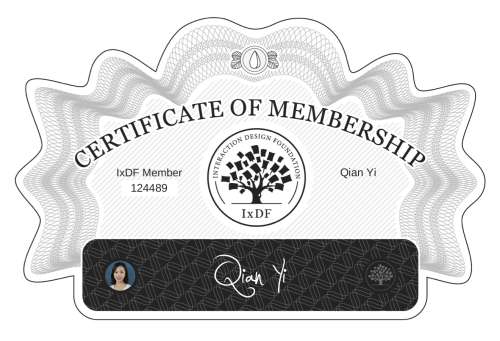 Certificate of Membership – Qian Yi