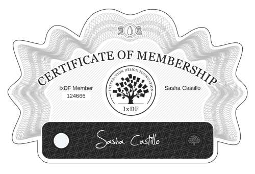 Certificate of Membership – Sasha Castillo