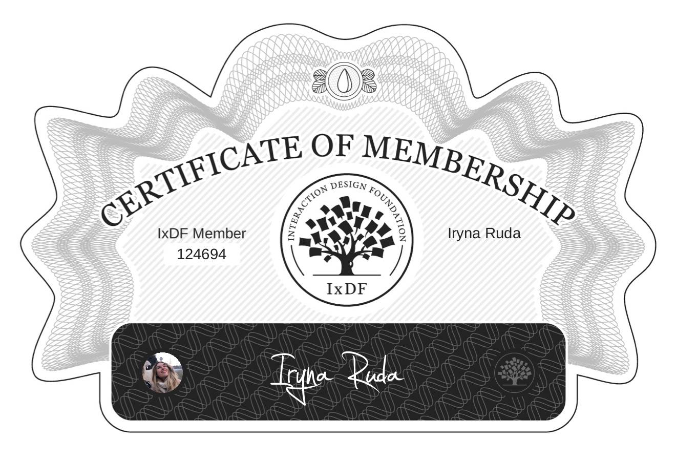 Certificate of Membership – Iryna Ruda
