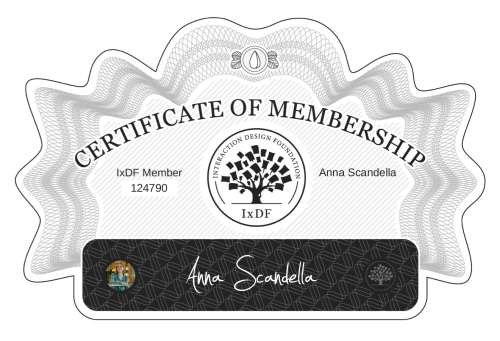 Certificate of Membership – Anna Scandella