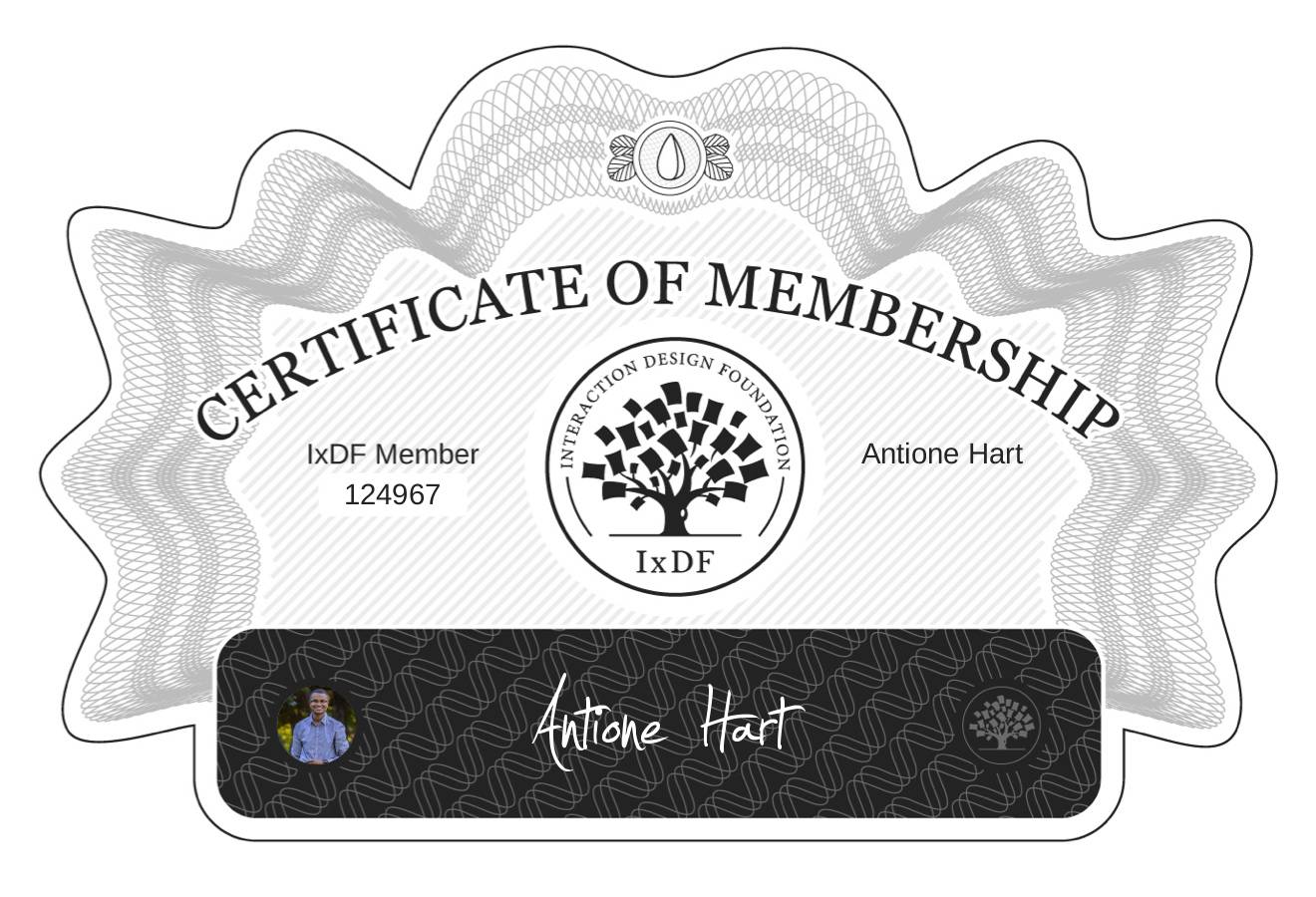 Certificate of Membership – Antione Hart