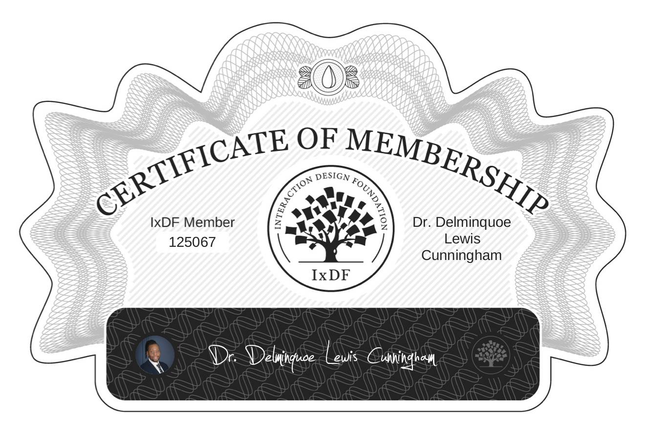 Certificate of Membership – Dr. Delminquoe Lewis Cunningham