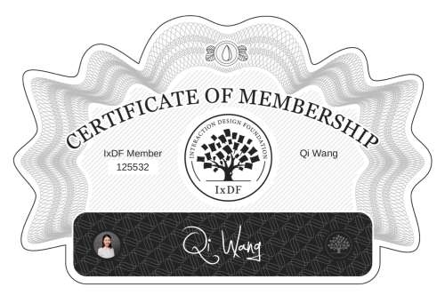 Certificate of Membership – Qi Wang