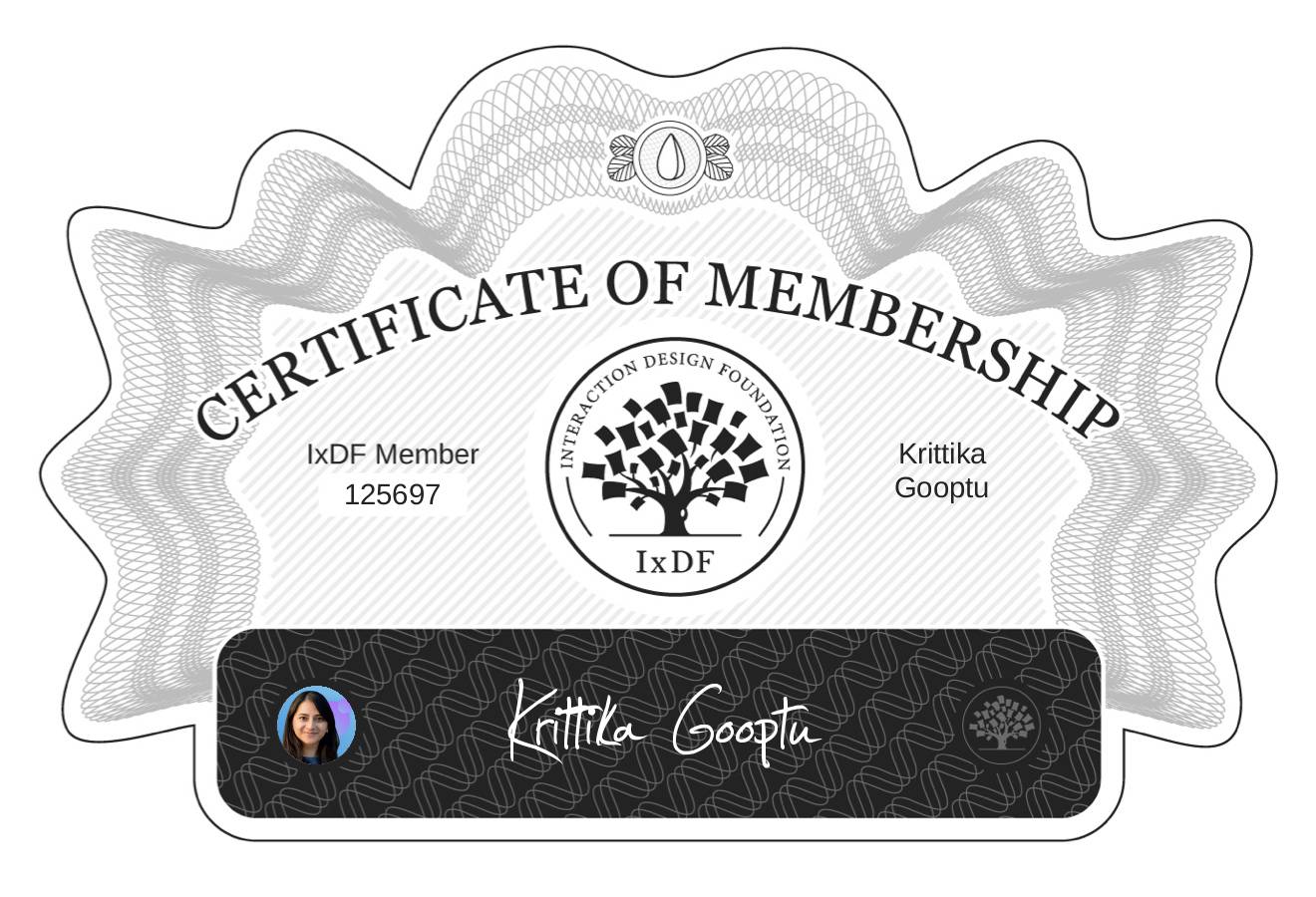 Certificate of Membership – Krittika Gooptu