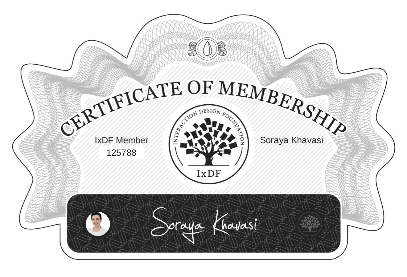 Certificate of Membership – Soraya Khavasi