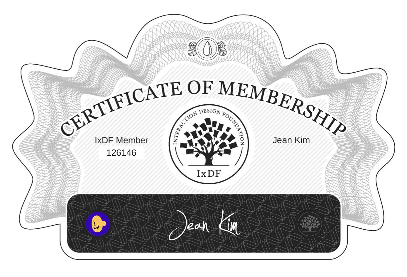 Certificate of Membership – Jean Kim