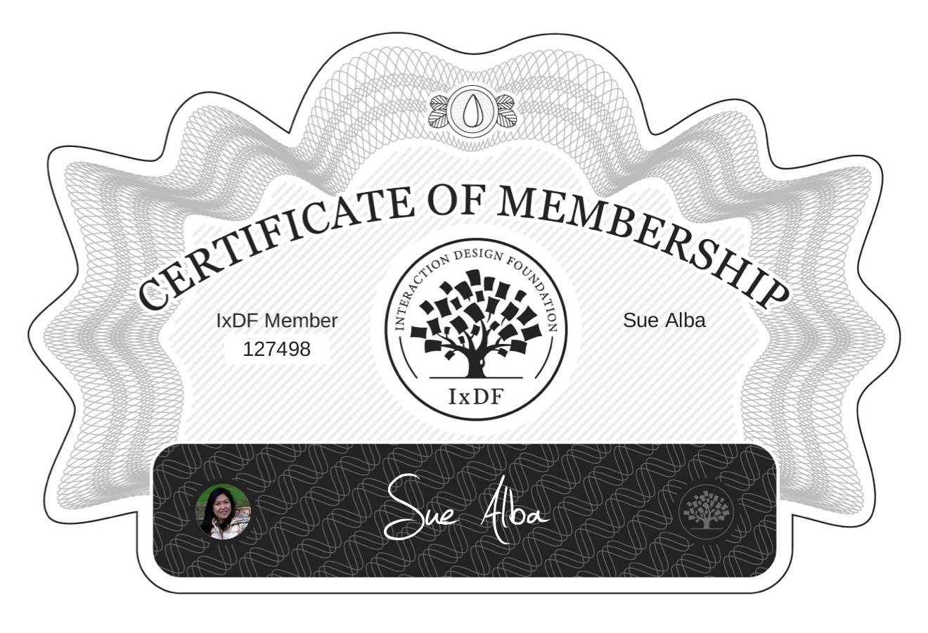 Certificate of Membership – Sue Alba