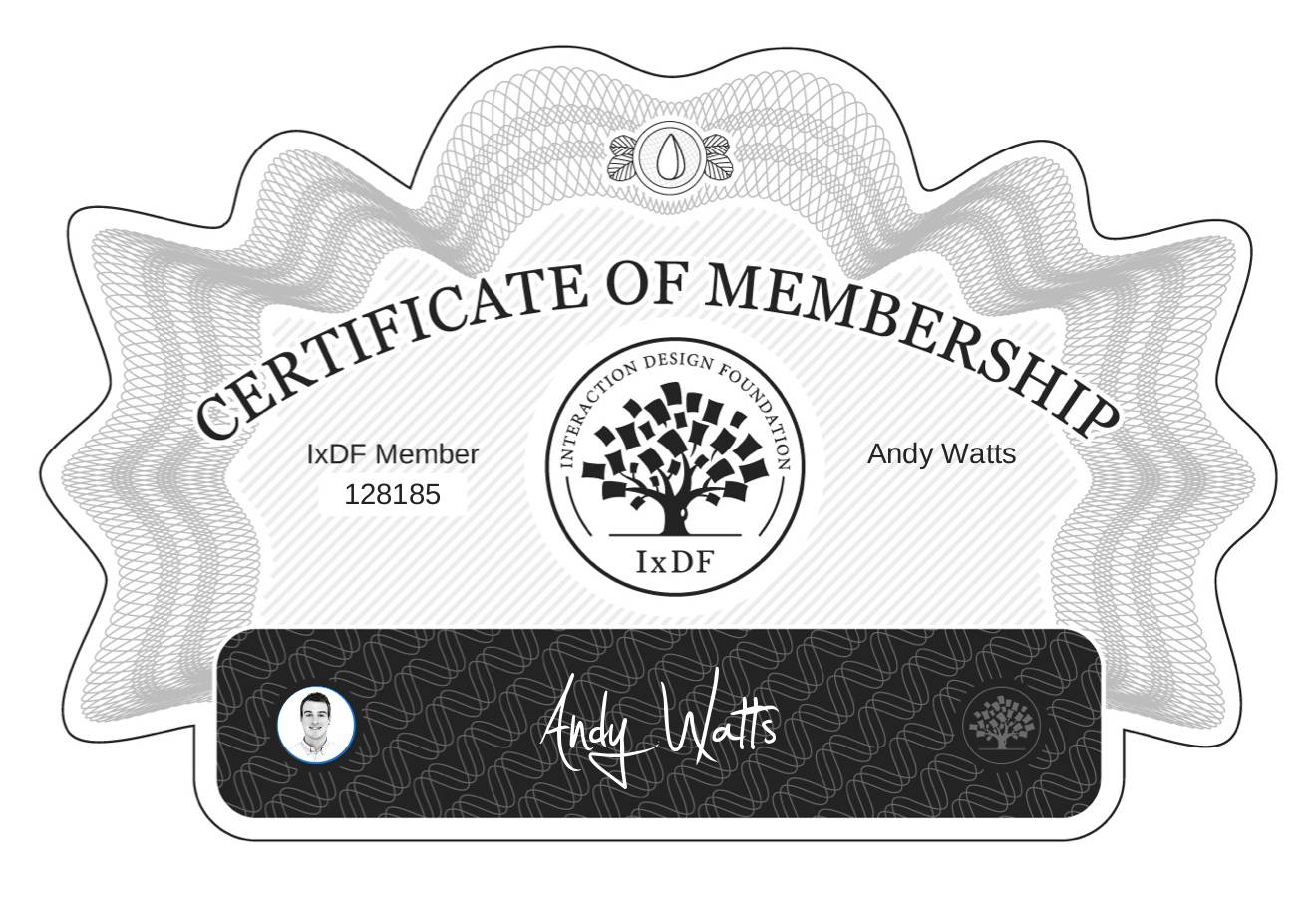 Certificate of Membership – Andy Watts