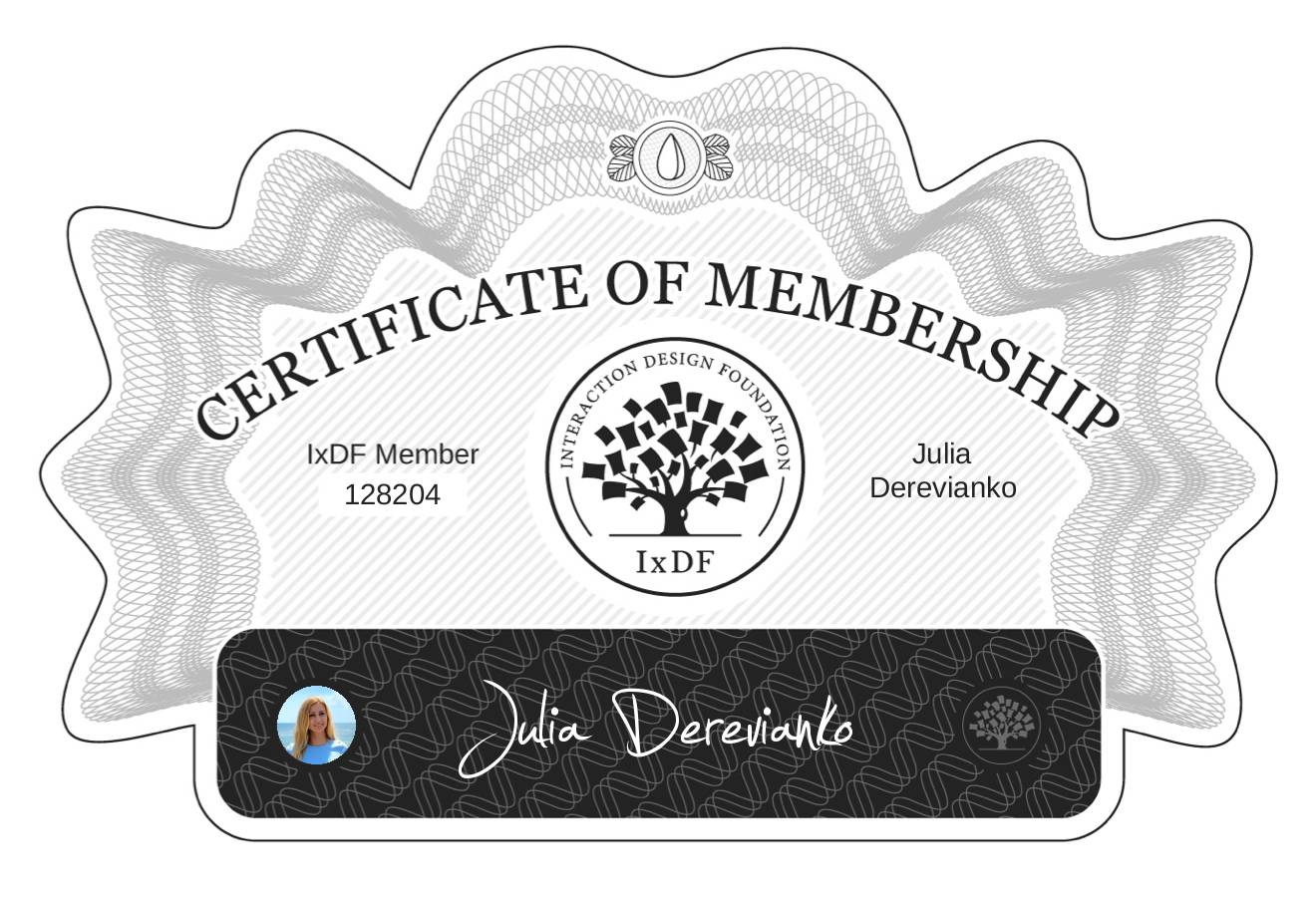 Certificate of Membership – Julia Derevianko