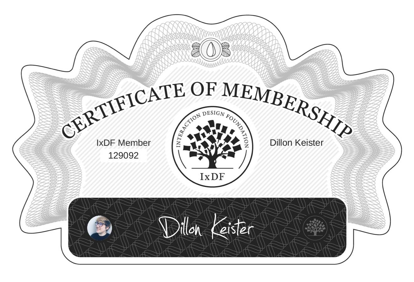 Certificate of Membership – Dillon Keister