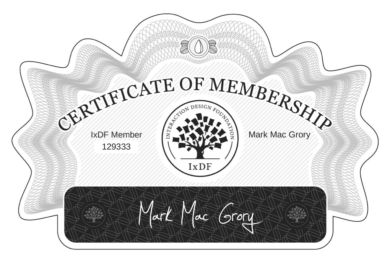 Certificate of Membership – Mark Mac Grory
