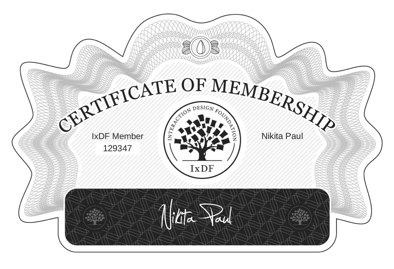 Certificate of Membership – Nikita Paul