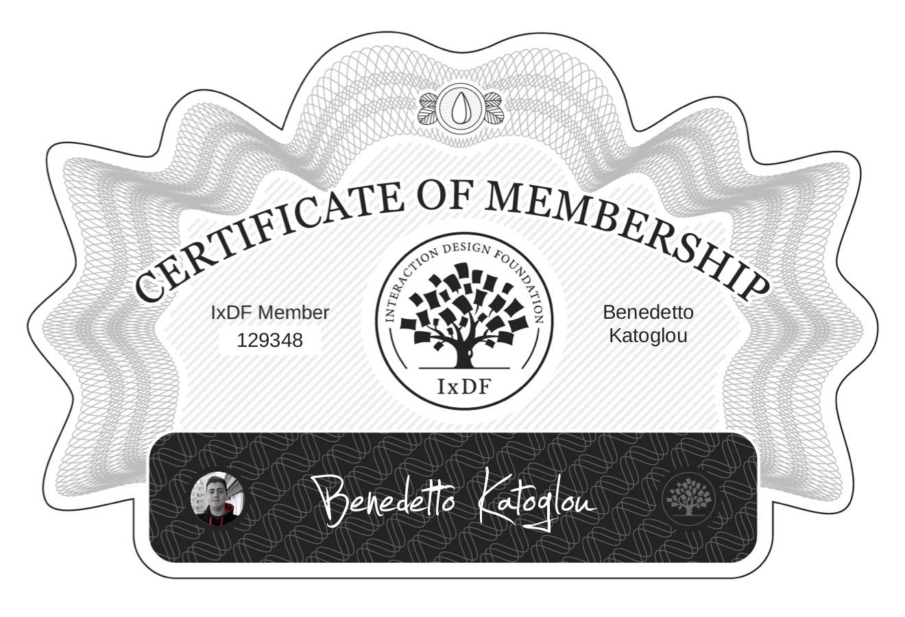 Certificate of Membership – Benedetto Katoglou