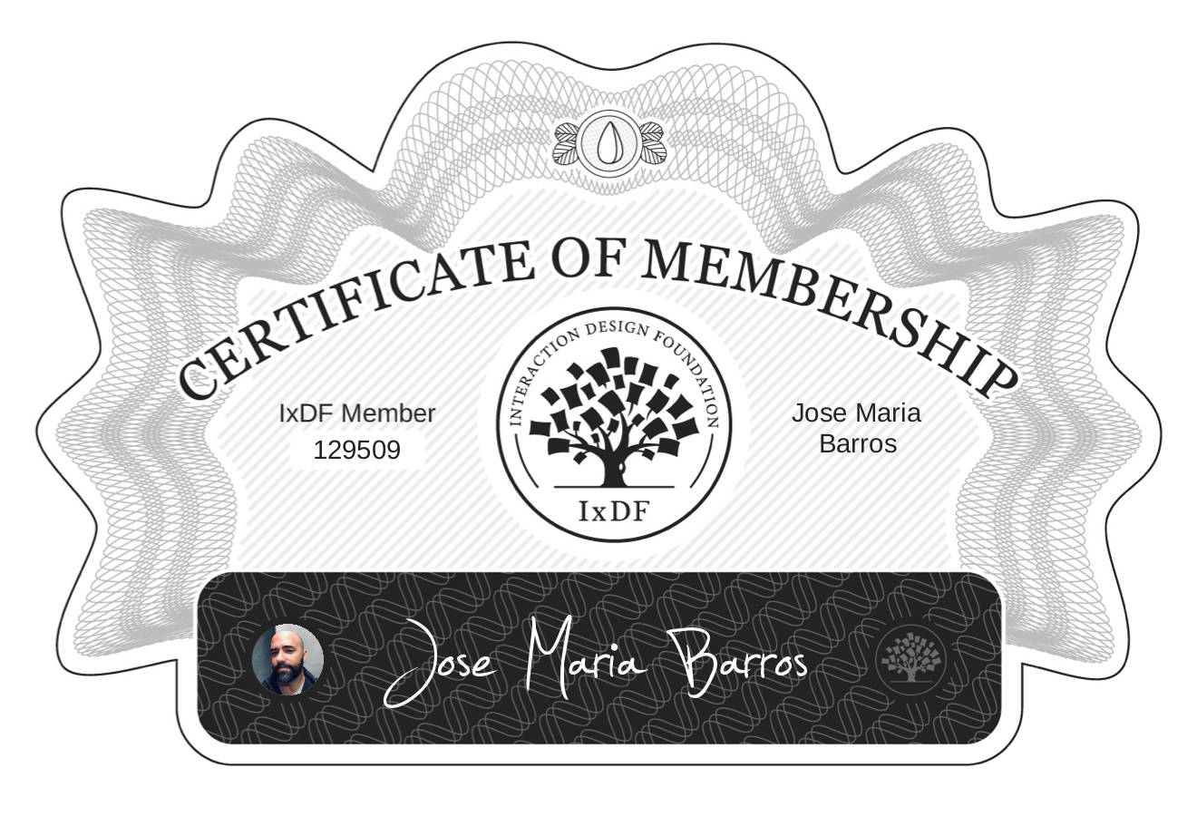 Certificate of Membership – José Maria Barros