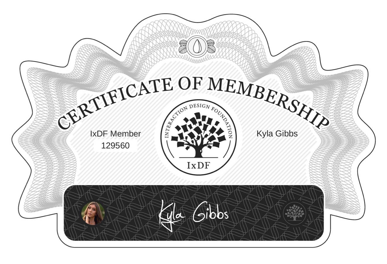 Certificate of Membership – Kyla Gibbs