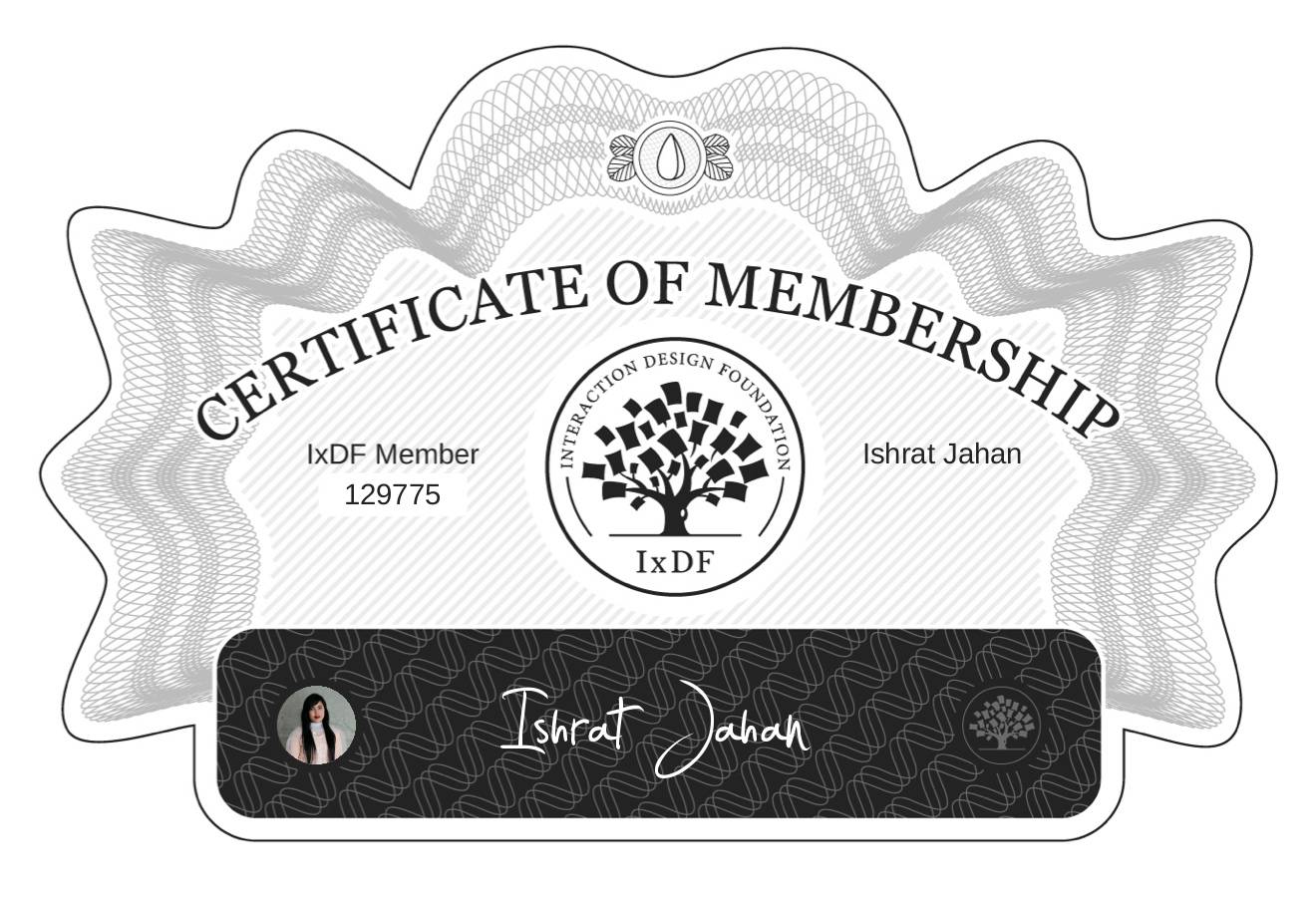 Certificate of Membership – Ishrat Jahan