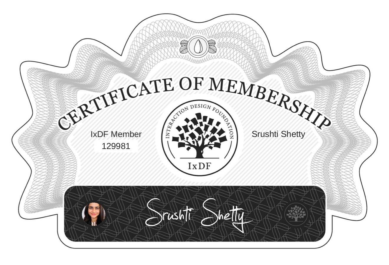 Certificate of Membership – Srushti Shetty