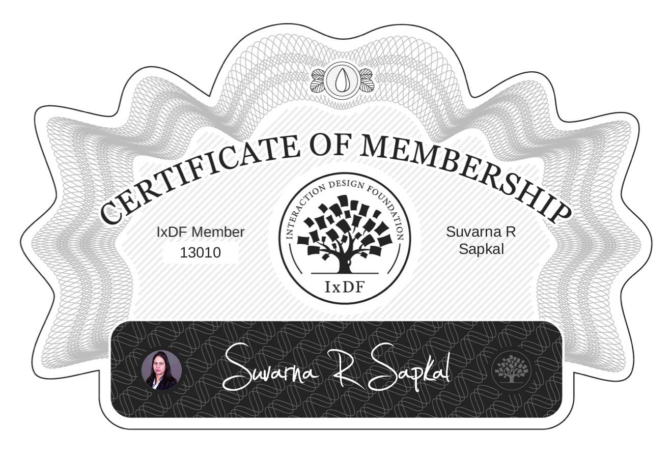 Certificate of Membership – Suvarna R Sapkal