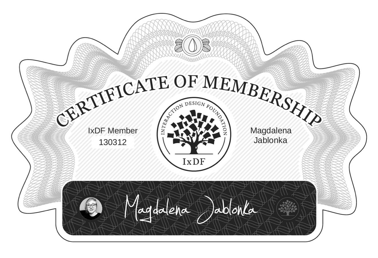 Certificate of Membership – Magdalena Jabłonka