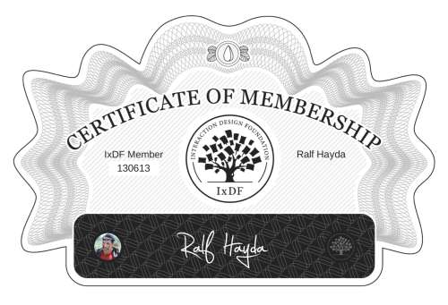 Certificate of Membership – Ralf Hayda
