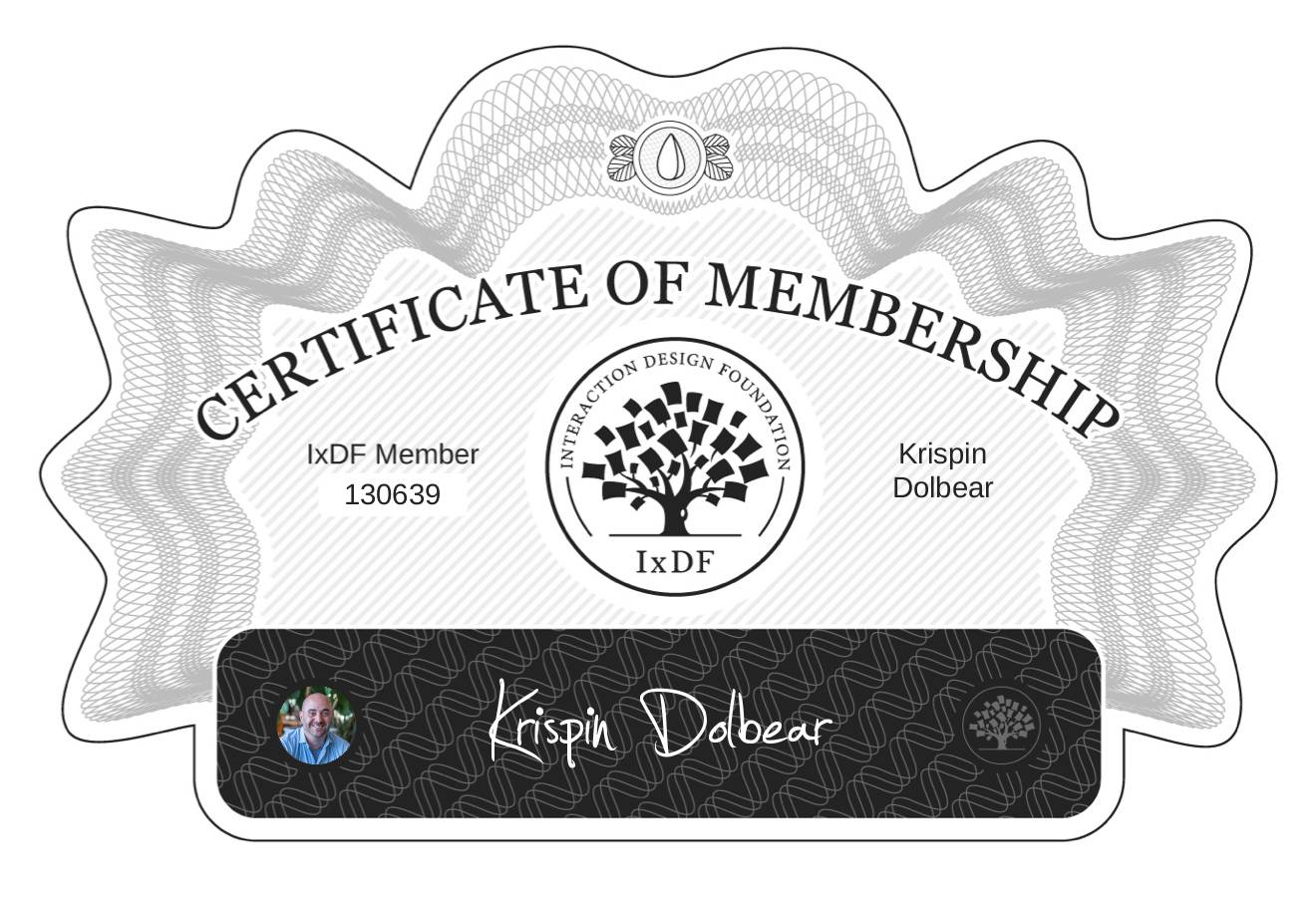 Certificate of Membership – Krispin Dolbear