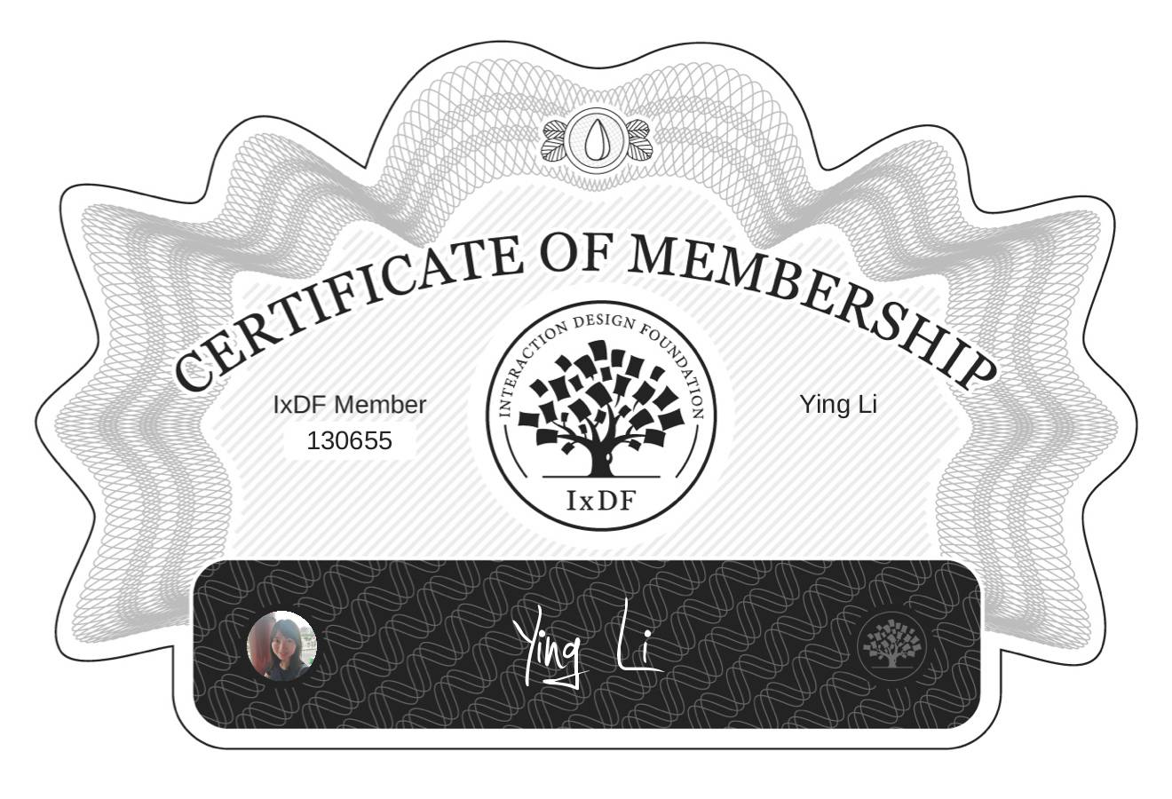 Certificate of Membership – Ying Li