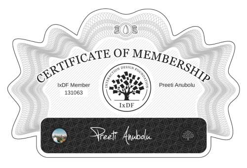 Certificate of Membership – Preeti Anubolu