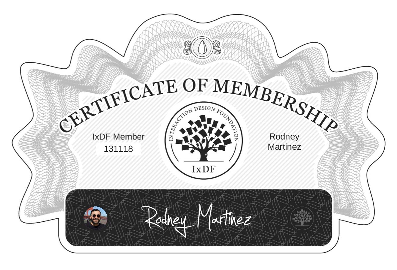 Certificate of Membership – Rodney Martinez